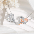 BAZAR Rose Heart Necklace - Two-Tone Crystal Pendant